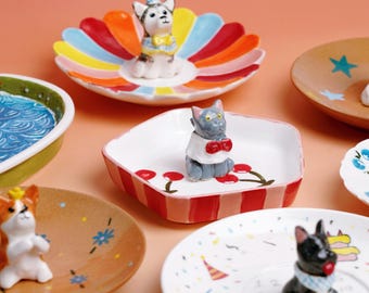Custom Pet Ceramic Dinner Plate Handmade Jewelry Holder