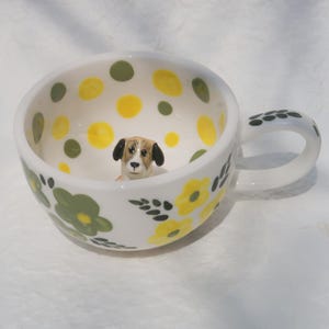 Custom Pet Mug Pet Figure Mug Handmade Ceramic Gift For Pet Lovers Peekaboo Coffee Mug