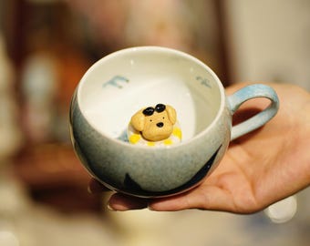 Custom Pet Mug: Handmade Ceramic Dog Figure Mug
