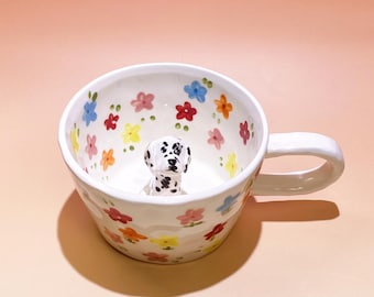 Handmade Ceramic Pet Mug: Custom Hidden Animal Figure