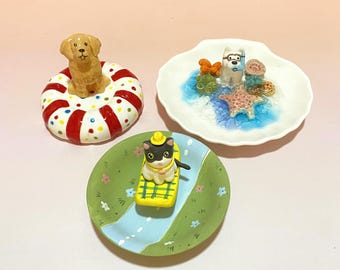 Custom Pet Plate Handmade Ceramic Jewelry Holder For Pet Lover Gift