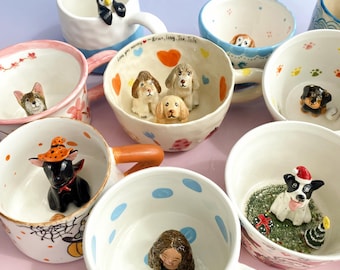 Custom Pet Mug Pet Figure Mug  Handmade Ceramic Gift For Pet Lovers Peekaboo Coffee Mug