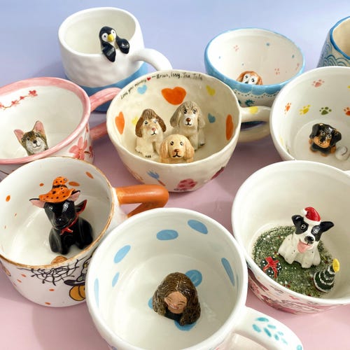 Custom Pet Figure Mug: Handmade Ceramic Peekaboo Coffee Mug
