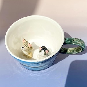 Custom Pet Mug Pet Figure Mug Handmade Ceramic Gift For Pet Lovers Peekaboo Coffee Mug
