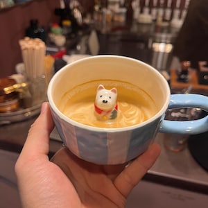 Handmade Custom Pet Figure Ceramic Mug: Dog Mug For Mother, Pastel Floral Cottagecore Art image 6