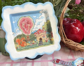 Handmade Ceramic Woodland Animal Plate: Spring Brook Stoneware