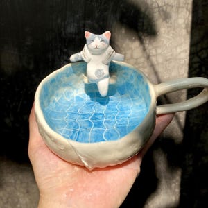 Handmade Custom Pet Figure Ceramic Mug: Dog Mug For Mother, Pastel Floral Cottagecore Art image 8