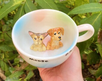 Handmade Ceramic Pet Mug Custom Peekaboo Coffee Cup for Pet Lovers