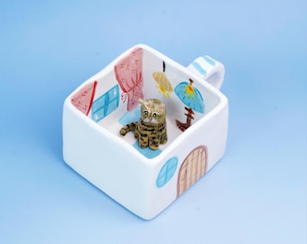 Custom Pet Square Mug With Inside Theme Painting