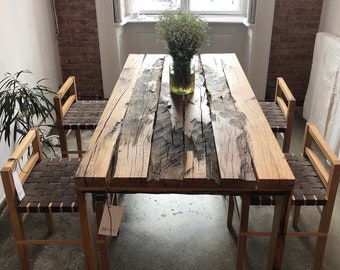 Gerecycleerde eikenhouten eettafel | Eettafel | Eiken tafel | Rustieke tafel