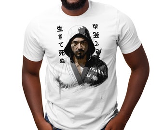 Japanse Samurai Unisex katoenen T-shirt met korte mouwen en ronde hals