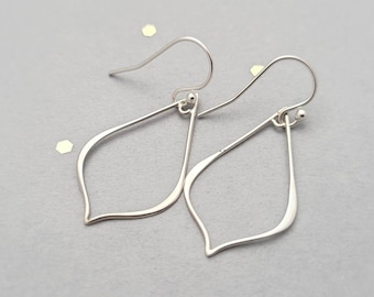 Sterling Silver earrings - large open teardrop - lightweight earrings - leverback or french wire