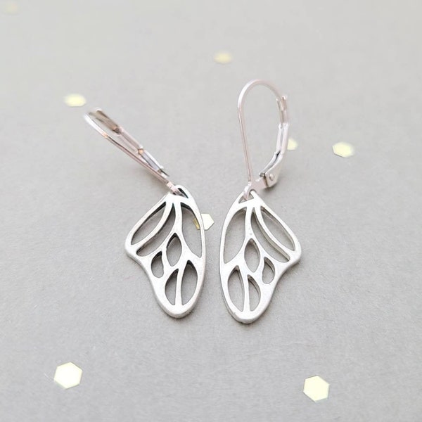 Sterling silver earrings - butterfly wings - leverback or french wire