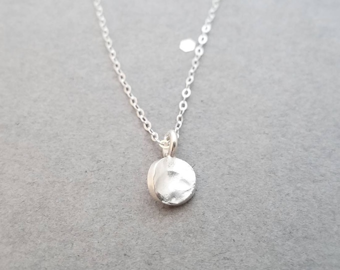 Tiny Hammered Circle Necklace