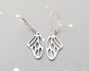 Sterling silver earrings - butterfly wings - leverback or french wire