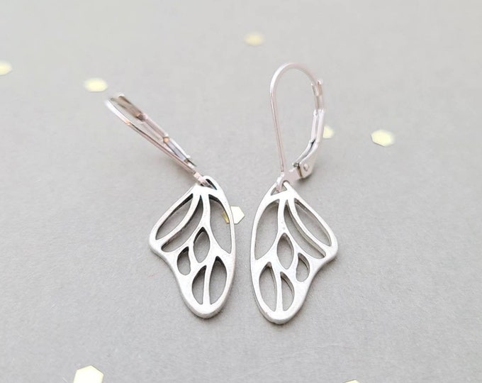 Sterling silver earrings - butterfly wings - leverback or french wire