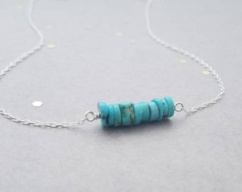 Sterling silver necklace wtih genuine turquoise beads