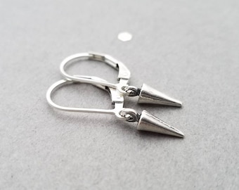 Tiny sterling silver earrings- spike, leverback or french wire