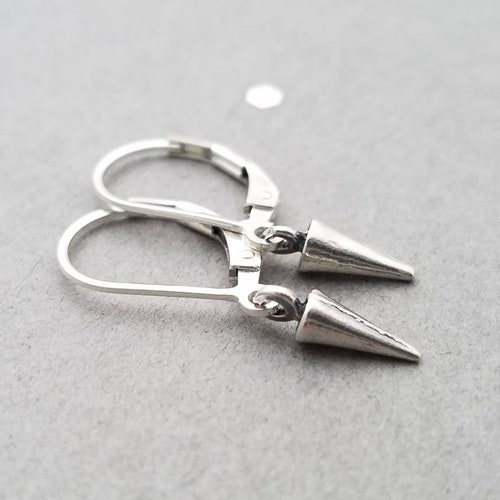 Tiny Sterling Silver Earrings Spike Leverback or French Wire - Etsy