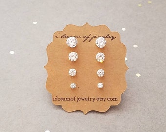 Gift Set 14k gold filled or sterling silver and cz stud earrings