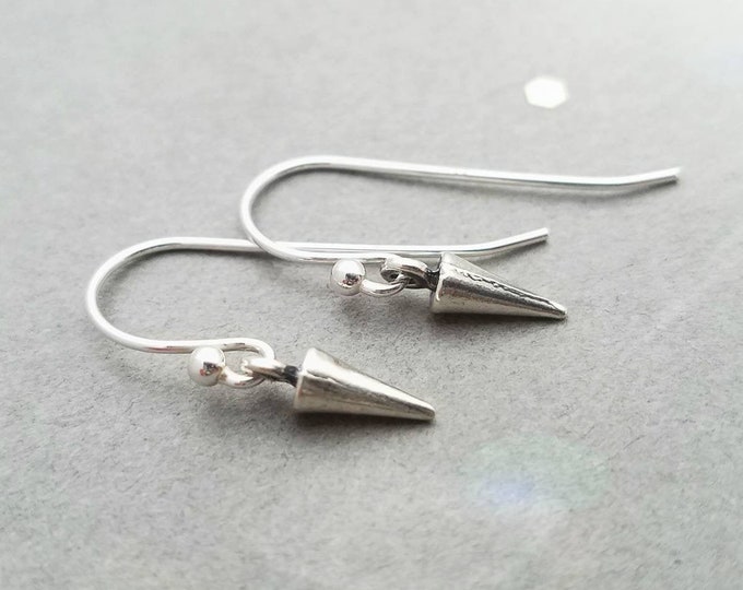 Tiny sterling silver spike earrings, french wires or leverbacks