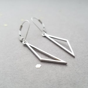 Sterling silver earrings - long open triangles
