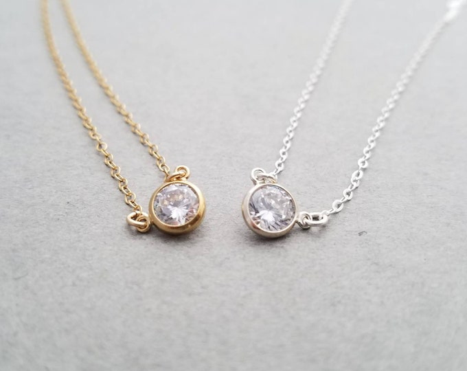 CZ Necklace in Sterling Silver or 14k Gold Filled