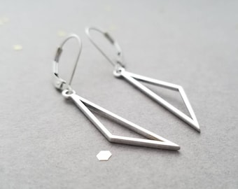 Geometric Open Triangle Earrings in Sterling Silver