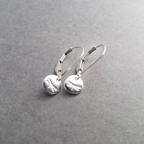 Teeny tiny Sterling Silver earrings - dragonfly earrings - french wire or leverback