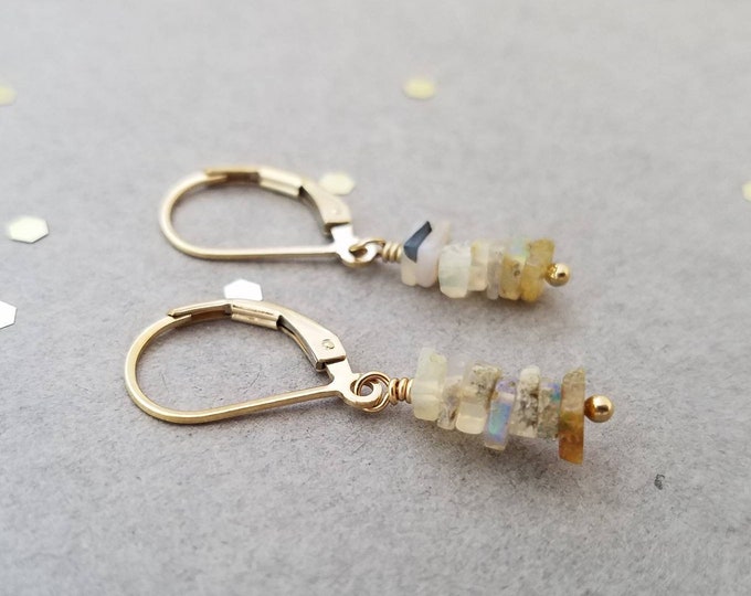 Stacked Opal Bead Earrings