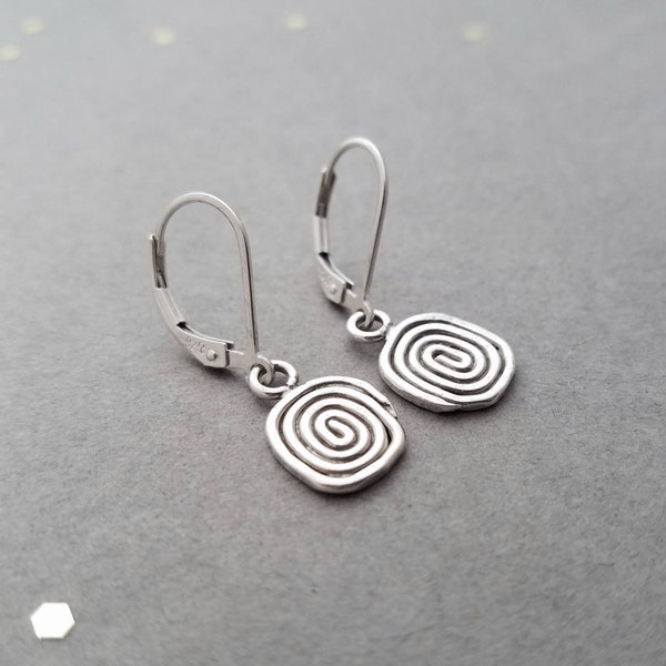 Sterling silver earrings with spiral drops