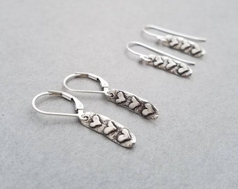 Sterling silver earrings with three hearts - on french wires or leverbacks