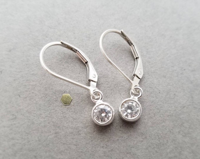 Sterling Silver CZ Dangle Earrings