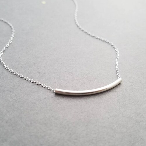 Simple Tiny Sterling Silver Necklace With Sterling Tube Bead Etsy
