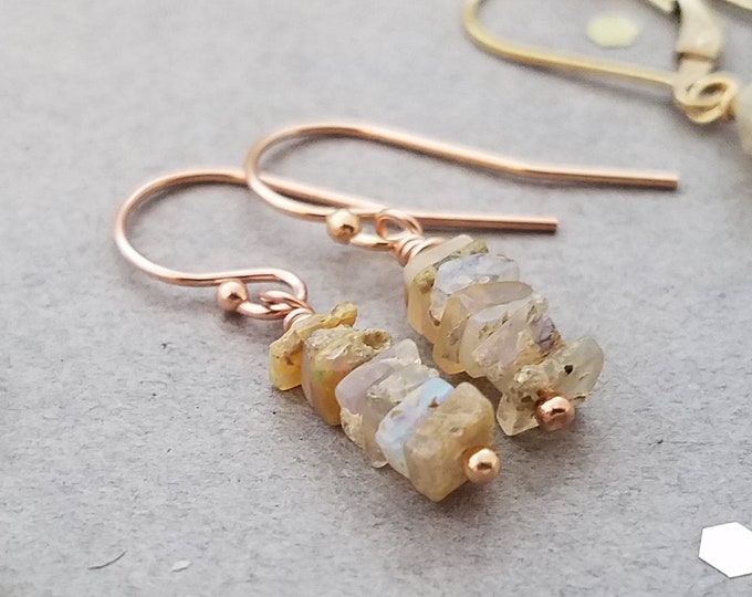 Genuine Opal Earrings available in sterling silver, 14k yellow or rose gold filled, leverbacks and french wires