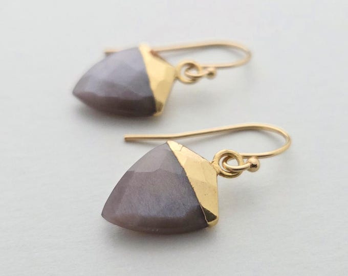 14k yellow gold filled earrings with gold plated brown moonstone drops
