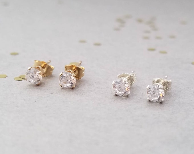 Sterling Silver or 14k Gold Filled CZ Stud Earring