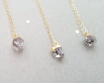 14k gold filled necklace with gold plated herkimer diamond nugget pendant