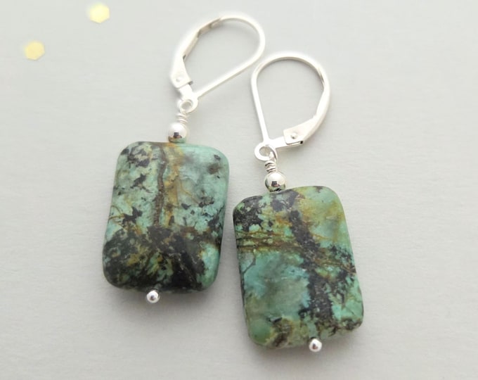 African Turquoise Earrings with Swarovski Accent