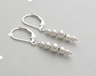 Sterling Silver Graduated Bead Earrings