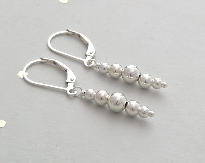 Sterling Silver Graduated Bead Earrings