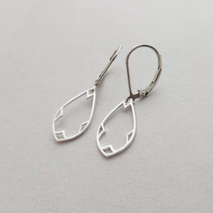 Sterling silver earrings - art deco teardrops - leverback or french wire