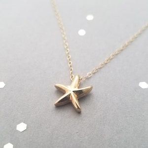 Starfish necklace - 14k gold filled chain with gold plated slide pendant