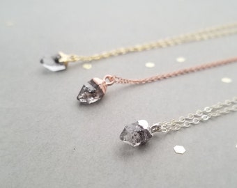 Tiny Herkimer Diamond Pendant Necklace