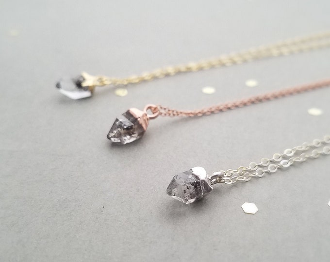 Tiny Herkimer Diamond Pendant Necklace