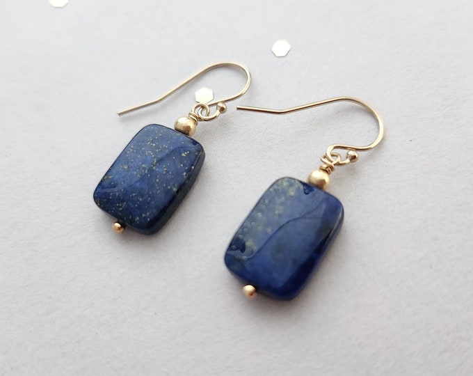 14k gold filled Lapis Lazuli earrings, leverback or french wire