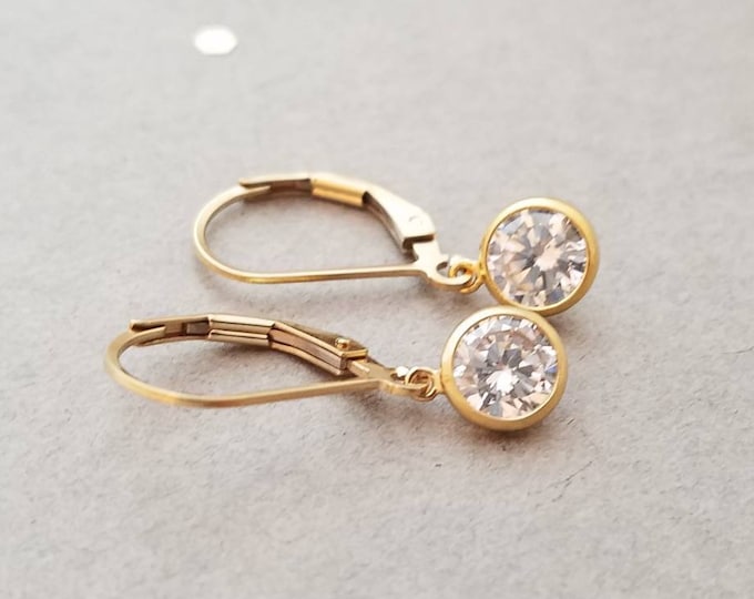 14k Gold Filled Earrings with CZ Drop