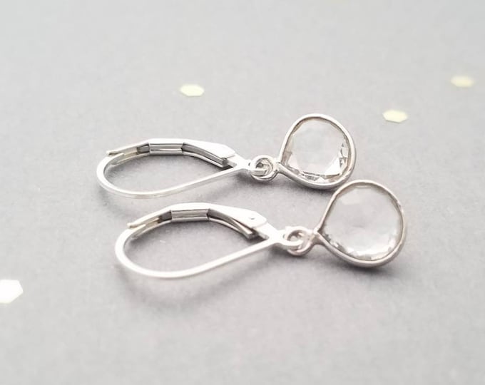 Silver Teardrop Quartz Earrings