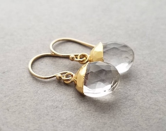 Crystal Qartz and Gold Earrings