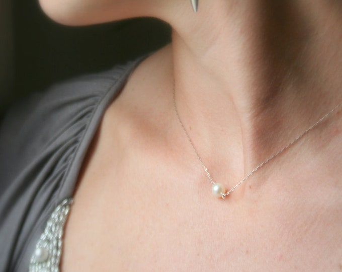 Freshwater Pearl Necklace: Sterling Silver, Rose Gold, or Yellow Gold